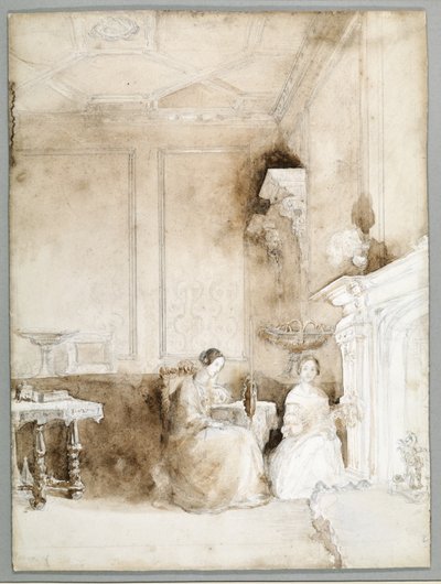 Florence Nightingale e Marianne Nicholson nel salotto di Embley, c.1830 da Parthenope Nightingale